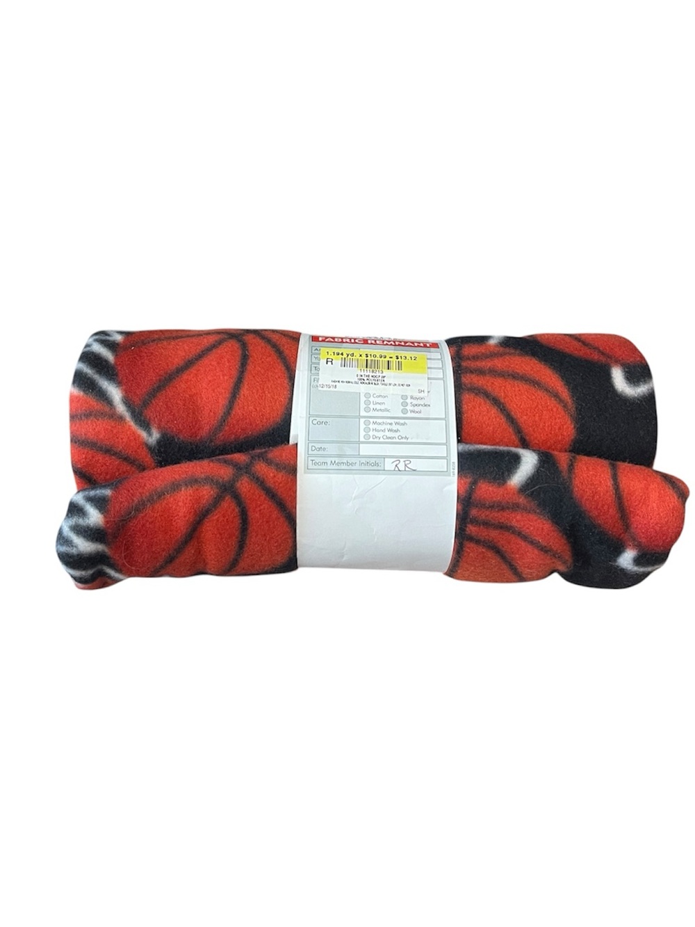 Fleece Fabric Remnant Basketball Print 59" x 1.194 Yards Sewing Soft Comfy - NWT